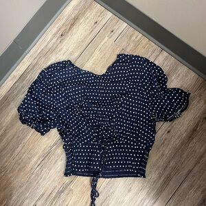Polka Dot Navy Blue Women's Top